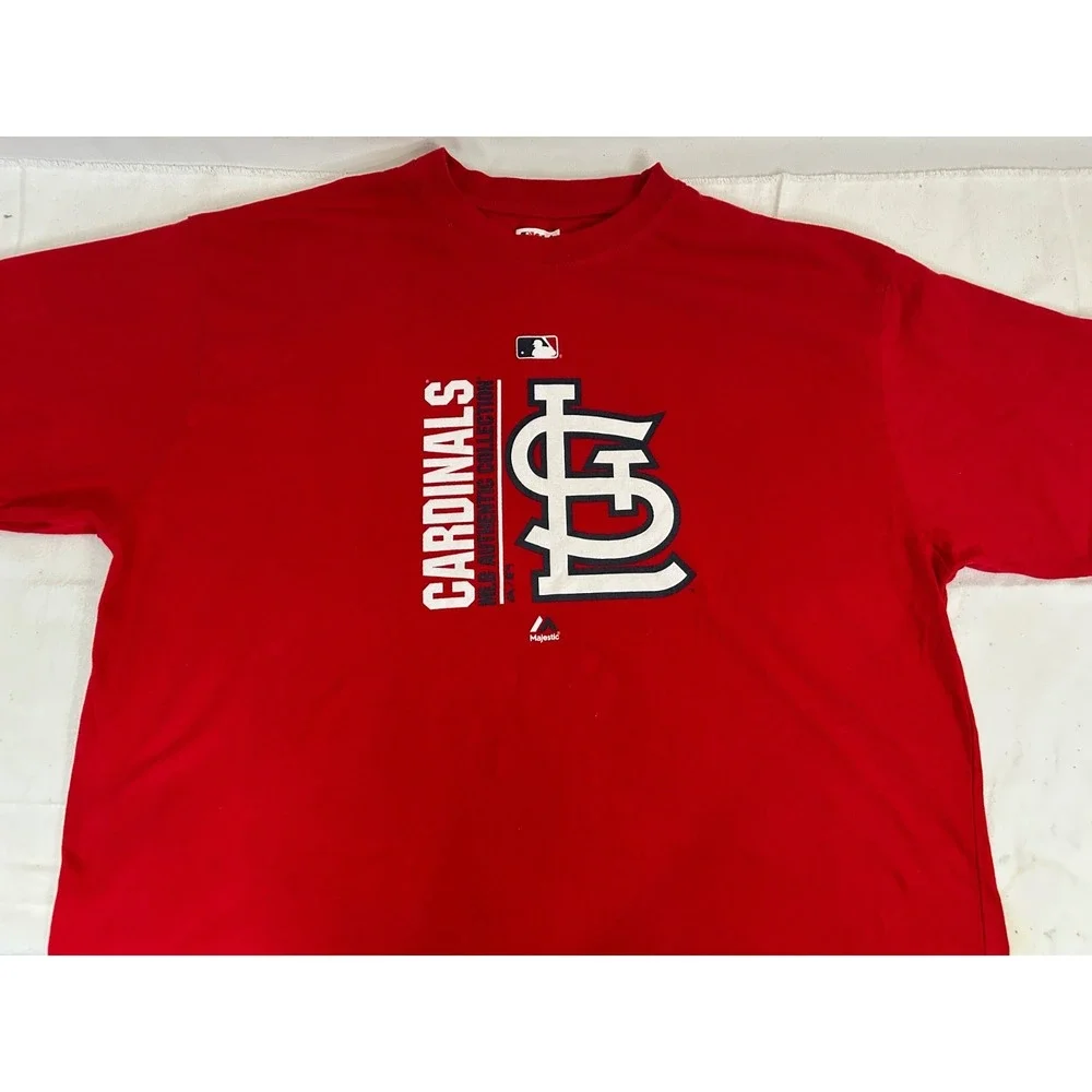 St. Louis Cardinals Majestic Authentic Baseball Red T-Shirt 100% Cotton Sz 3X